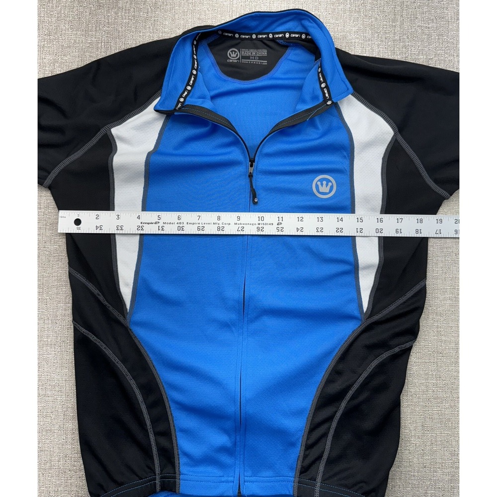 Canari Cycling Jersey Adult Medium Blue Full Zip Sports Stretch Mens - Picture 7 of 7